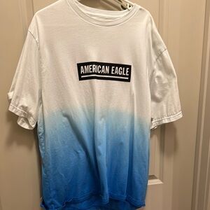 American Eagle Outfitters White and Blue Short Sleeve Tee